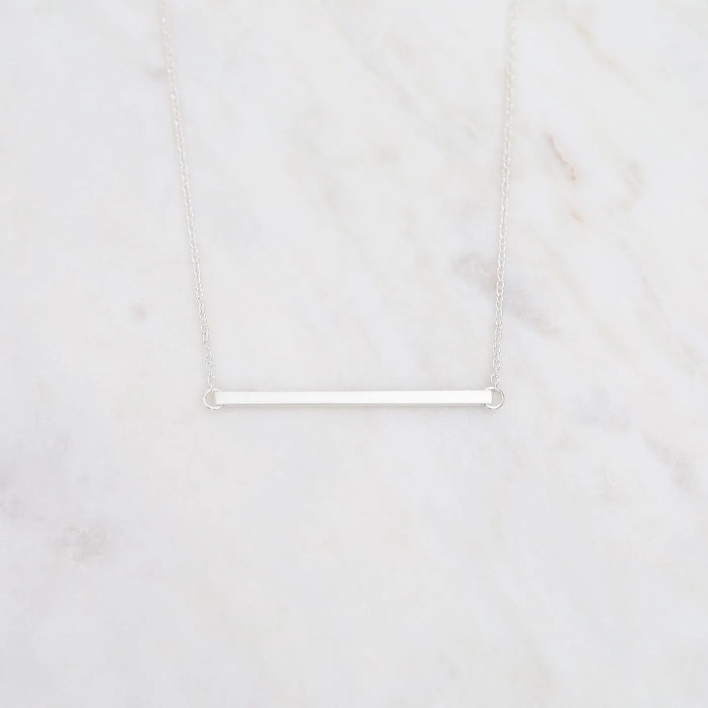 Horizontal Bar Necklace - Brushed Sterling Silver