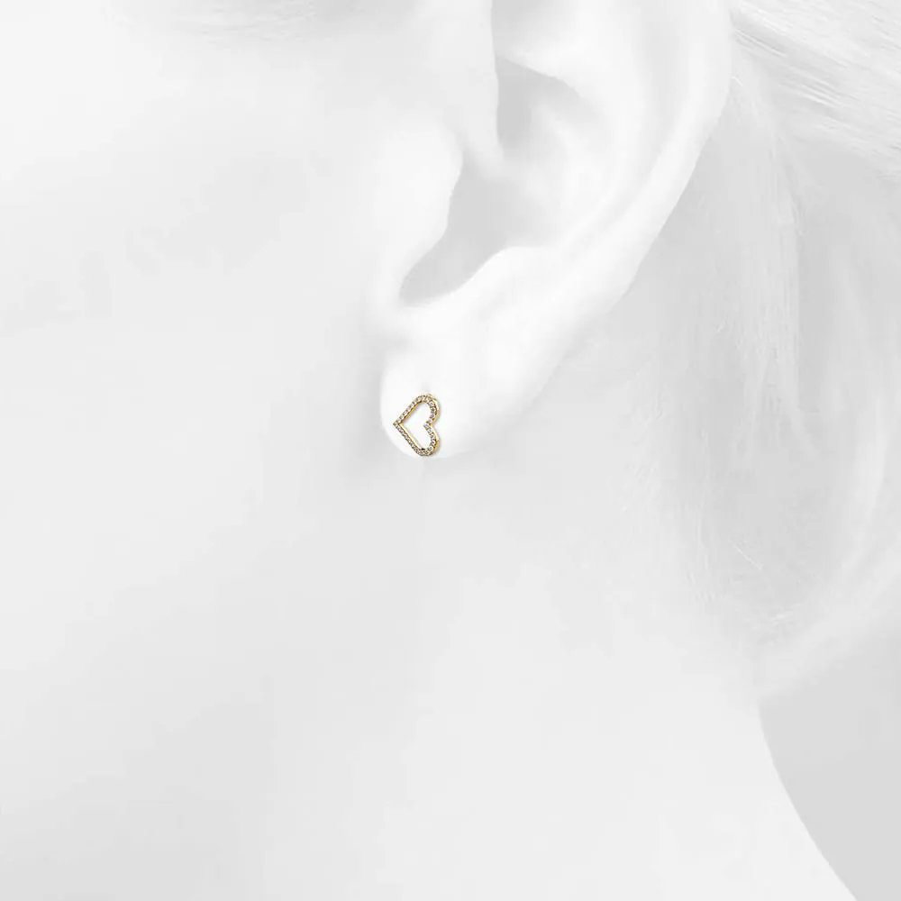 Infinite Heartbeat Diamond Stud Earrings Encased in 18k Gold