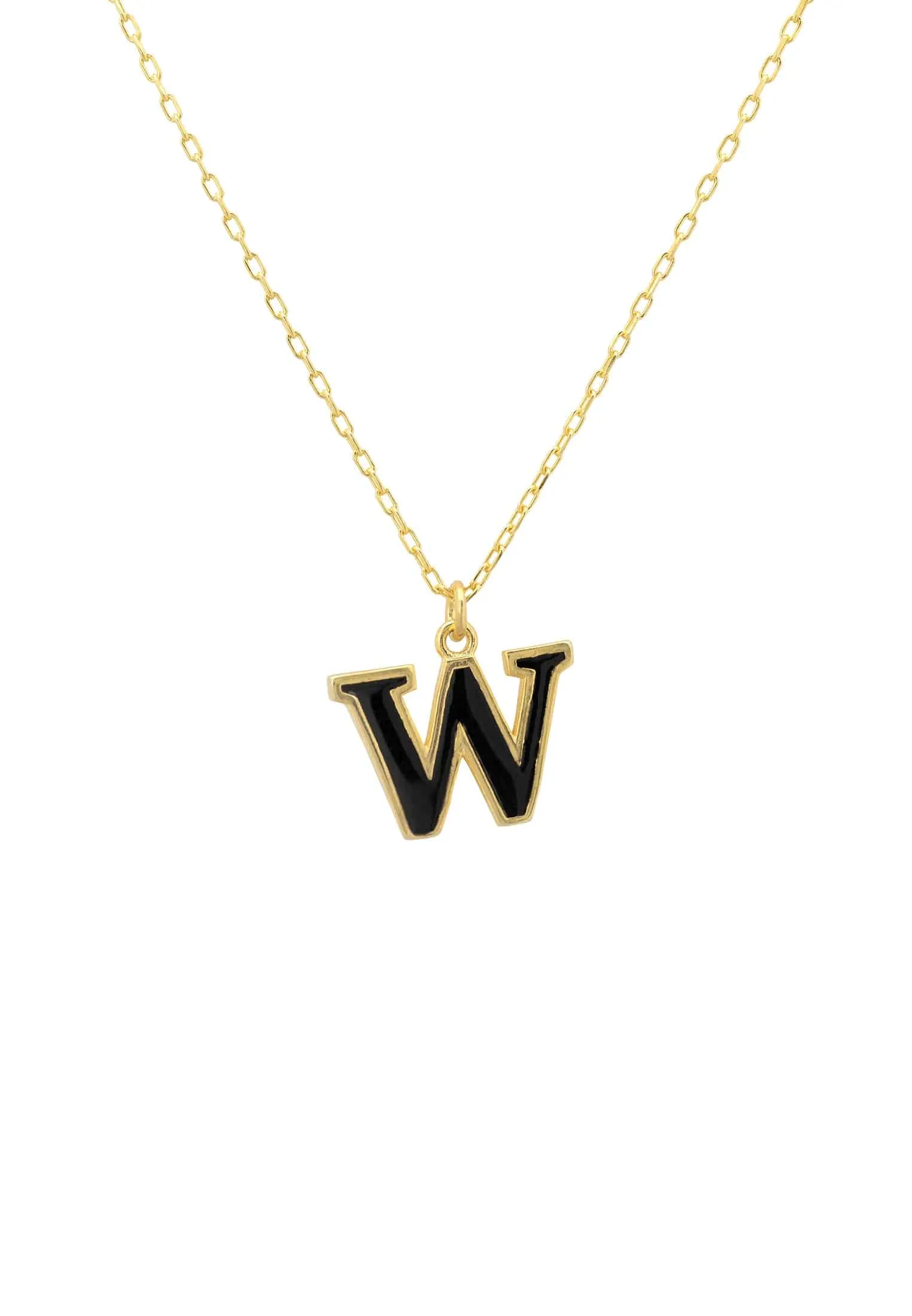 Initial Enamel Necklace Gold W