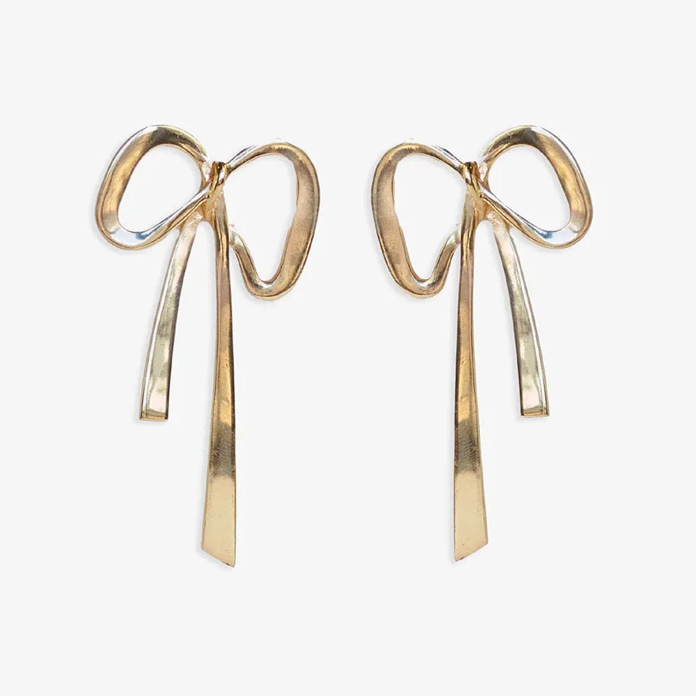 Ink   Alloy Katie Large Ribbon Bow Post Earrings