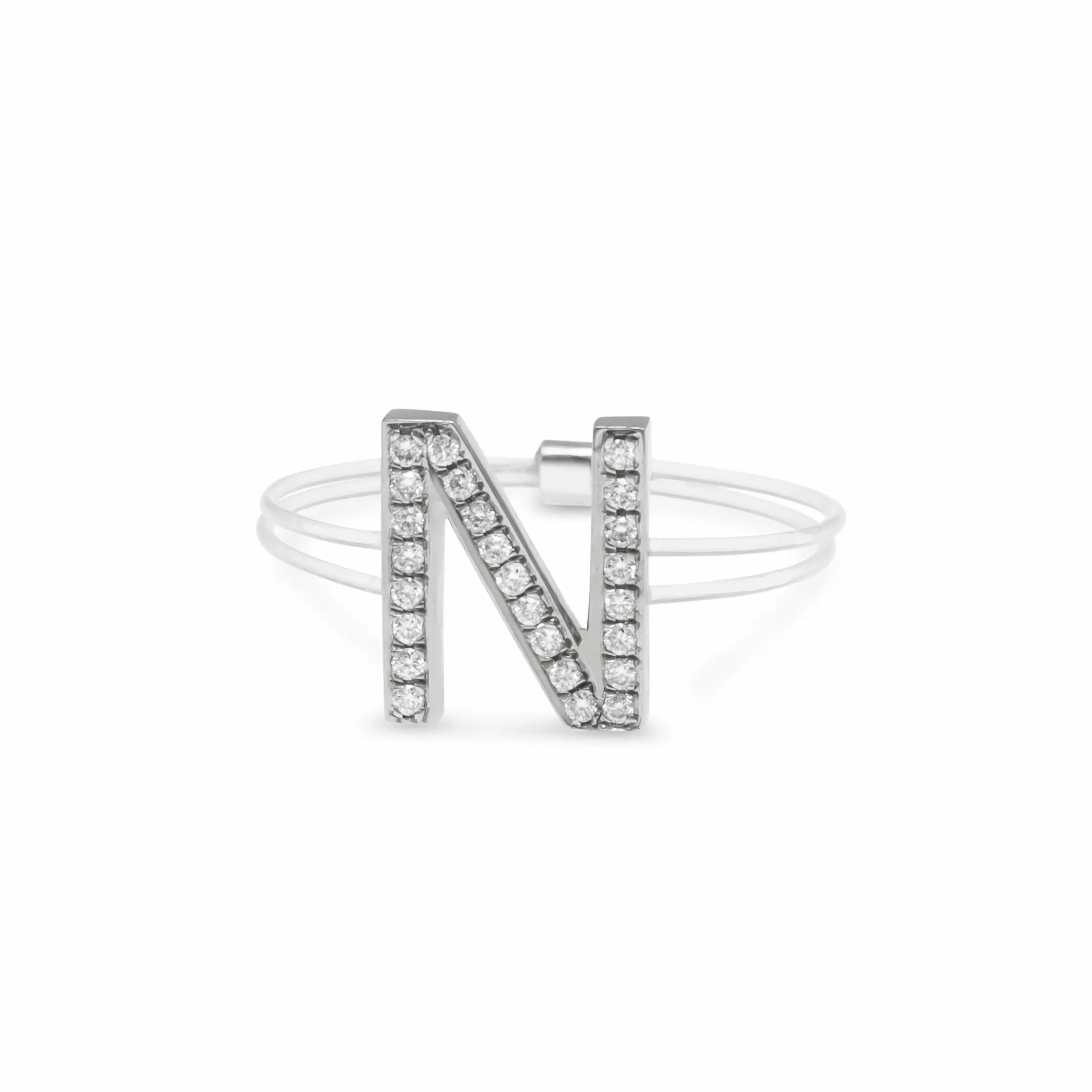 Invisible Initial White Diamond Ring
