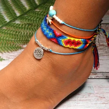 Jewellery - Handmade 4 Piece Bohemian Chic Summer Anklet Set - New