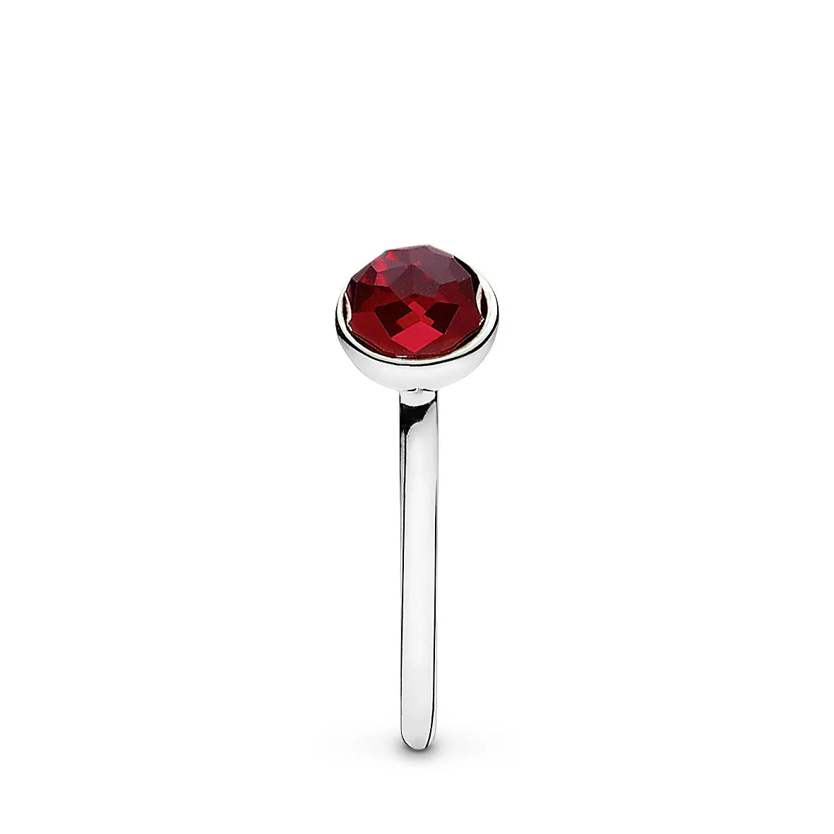 July birthstone silver ring with synthetic ruby, 6 mm