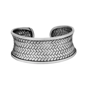 Karen Hill Tribe Silver Wide Warrior Woven Adjustable Cuff Bangle