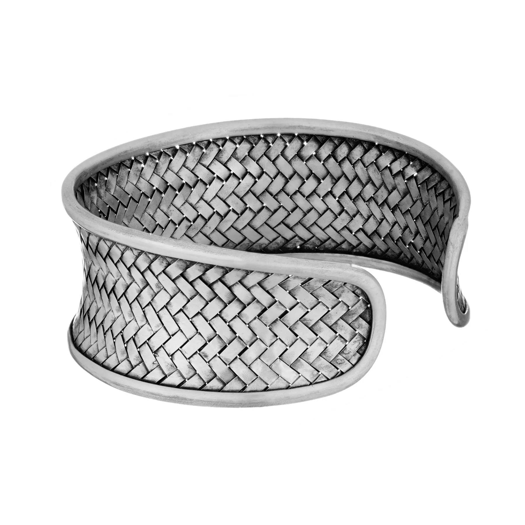 Karen Hill Tribe Silver Wide Warrior Woven Adjustable Cuff Bangle