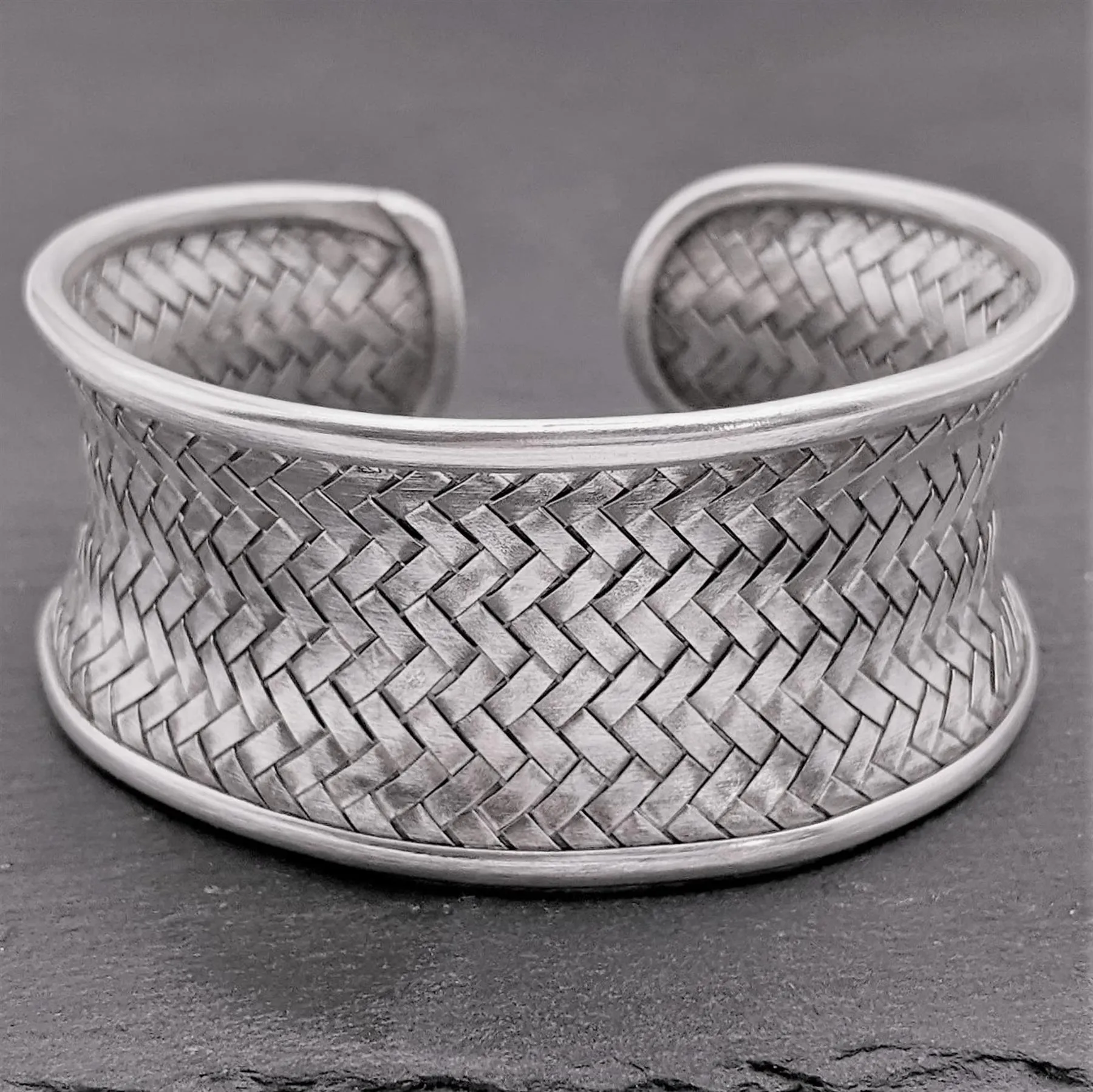Karen Hill Tribe Silver Wide Warrior Woven Adjustable Cuff Bangle