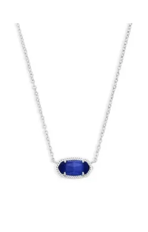 Kendra Scott Elisa Rhodium Cobalt Cats Eye Short Necklace