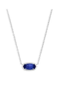 Kendra Scott Elisa Rhodium Cobalt Cats Eye Short Necklace