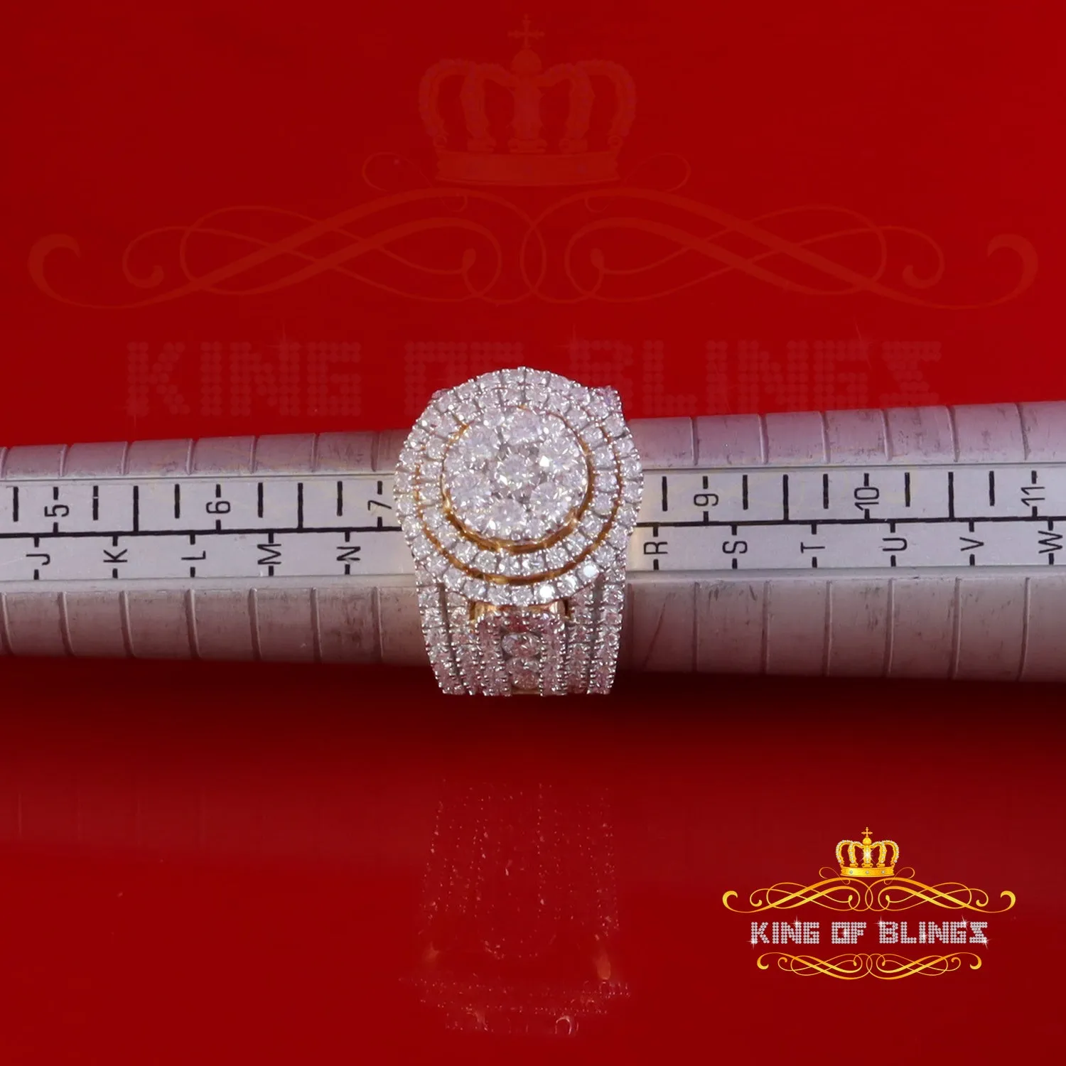 King Of Bling's 4.00ct VVS 'D' 925 Silver Moissanite Stone Cluster White Men's Rings Size 8