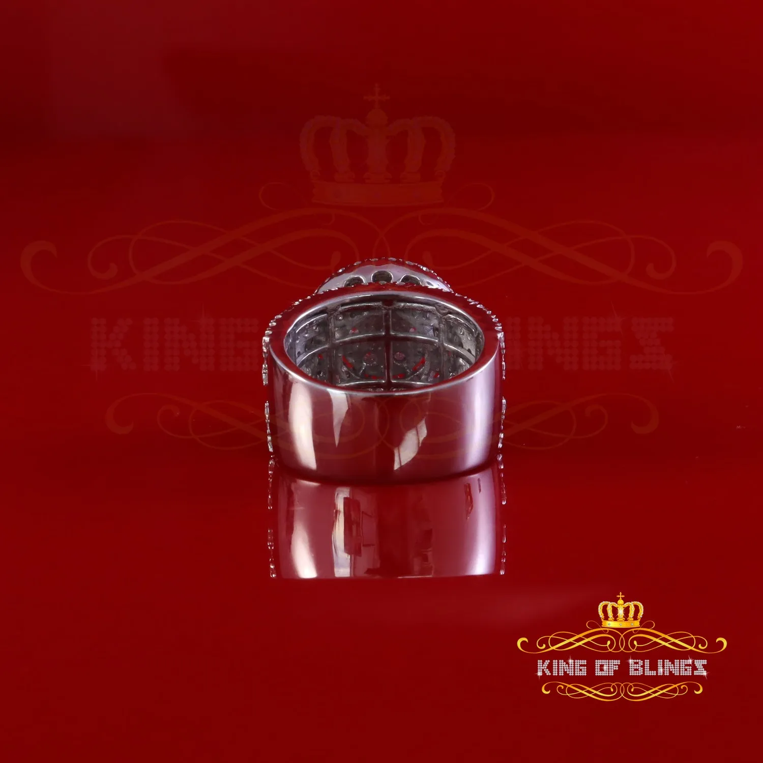 King Of Bling's 4.00ct VVS 'D' 925 Silver Moissanite Stone Cluster White Men's Rings Size 8
