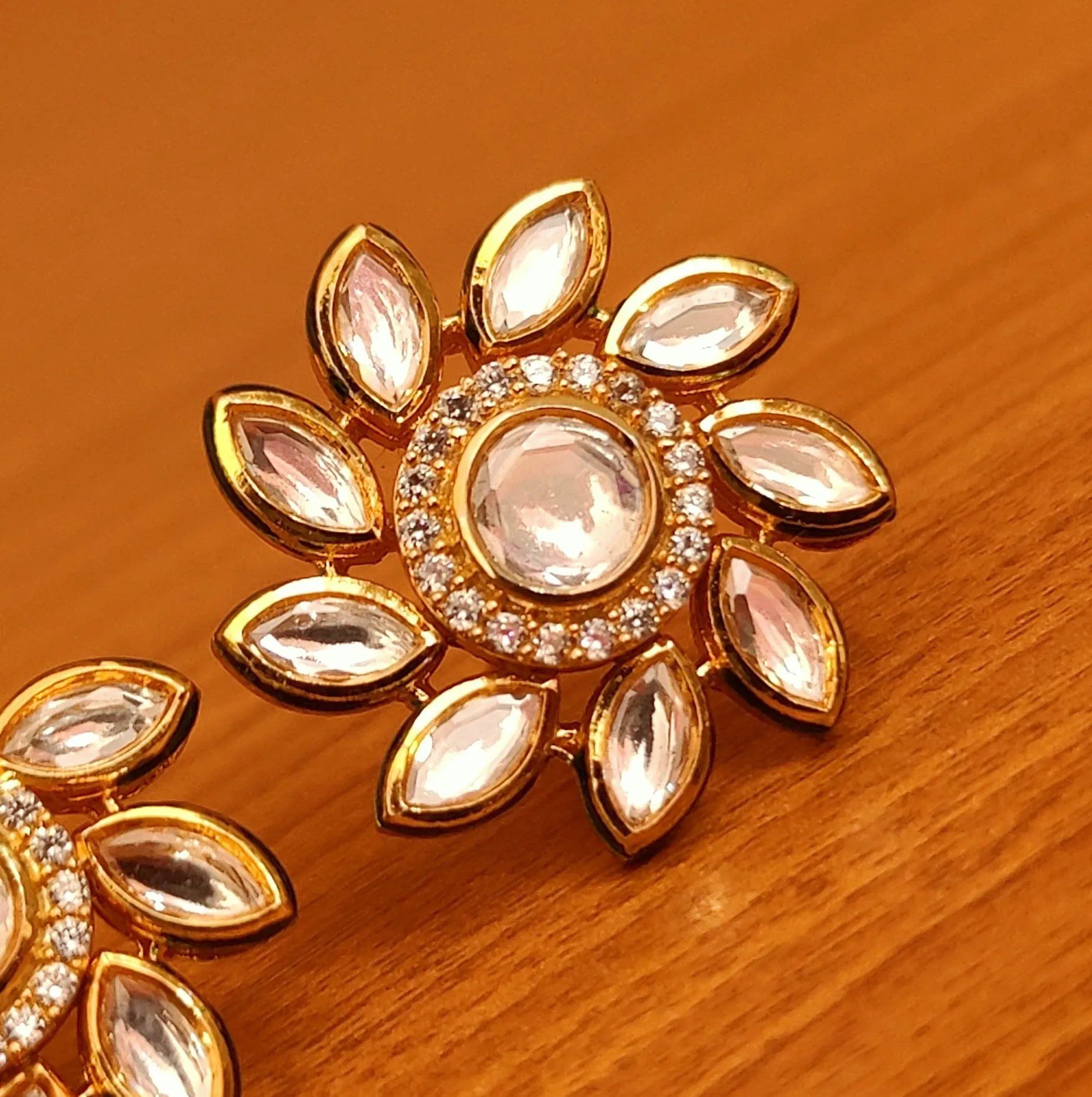 KUNDAN MEENKARI CZ GOLD PLATED STUDS