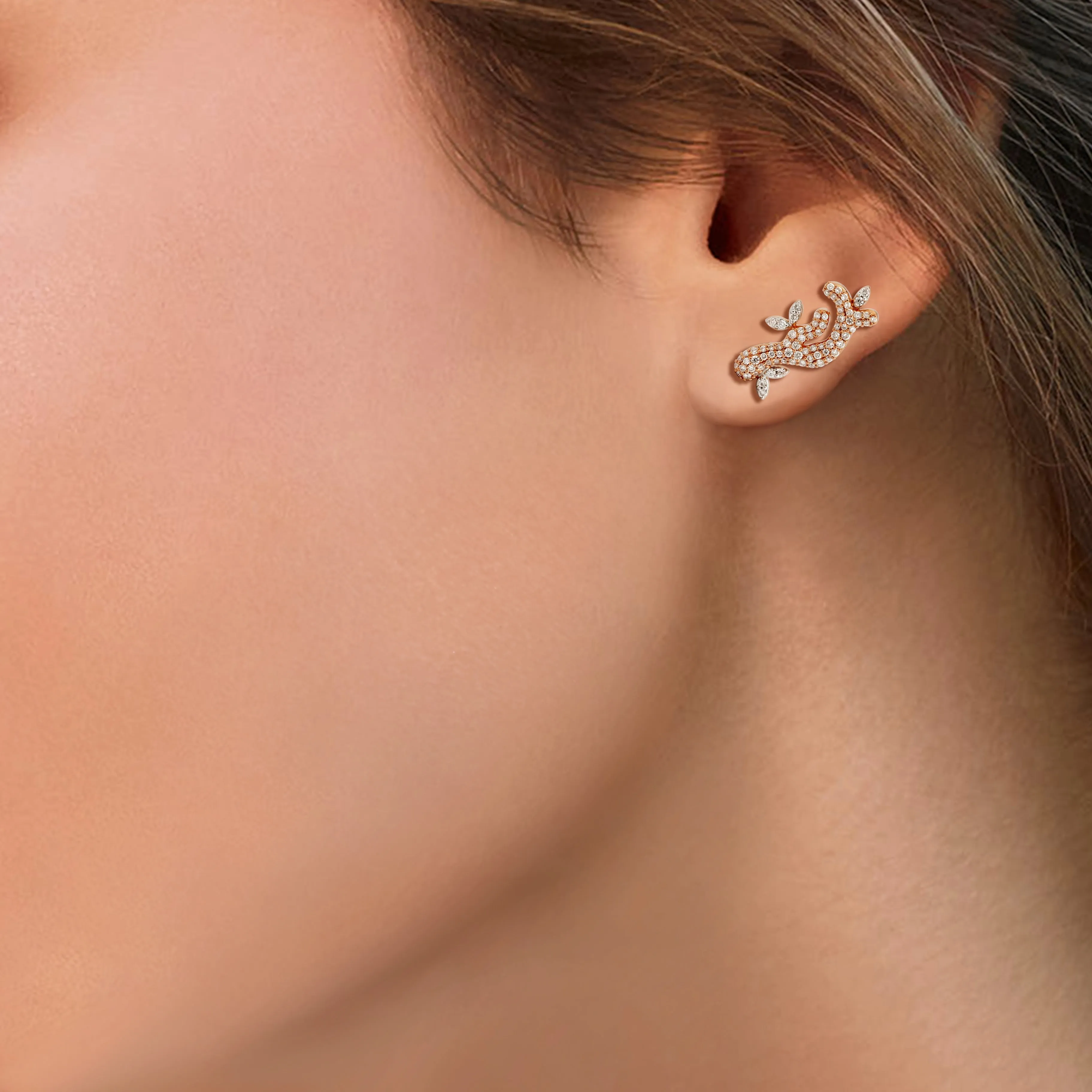 Lady Earth Petal Diamond Earrings