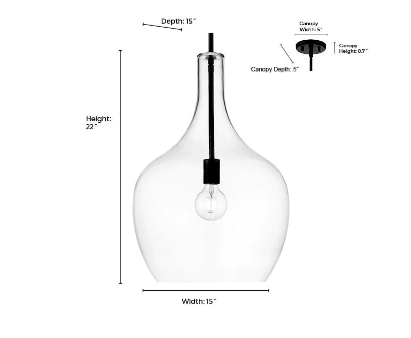 Lamara Pendant - Vintage Brass - Clear Glass - 15in. Diameter - E26 Medium Base