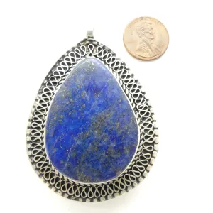 Lapis Lazuli, Pendant, Afghan, Contemporary Drop Shape, 2.5 inches tall