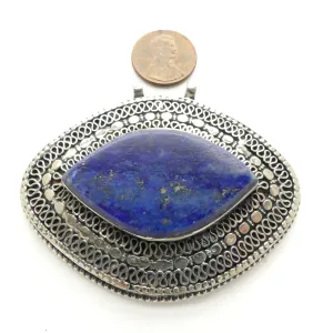 Lapis Lazuli, Pendant, Afghan, Contemporary "Eye" Shape, 3 inches Wide
