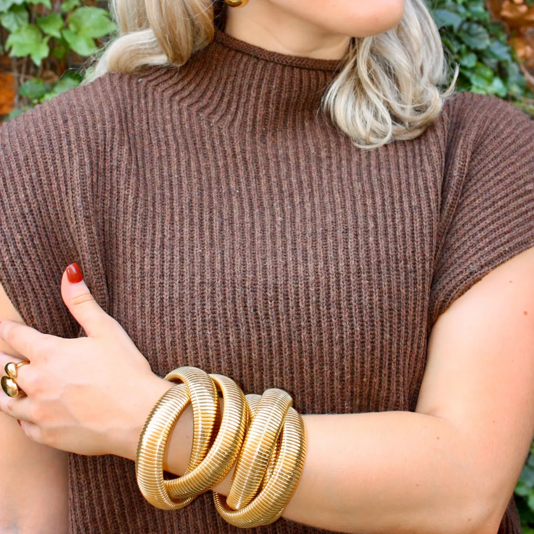 Large Gold Twisted Cobra Bracelet