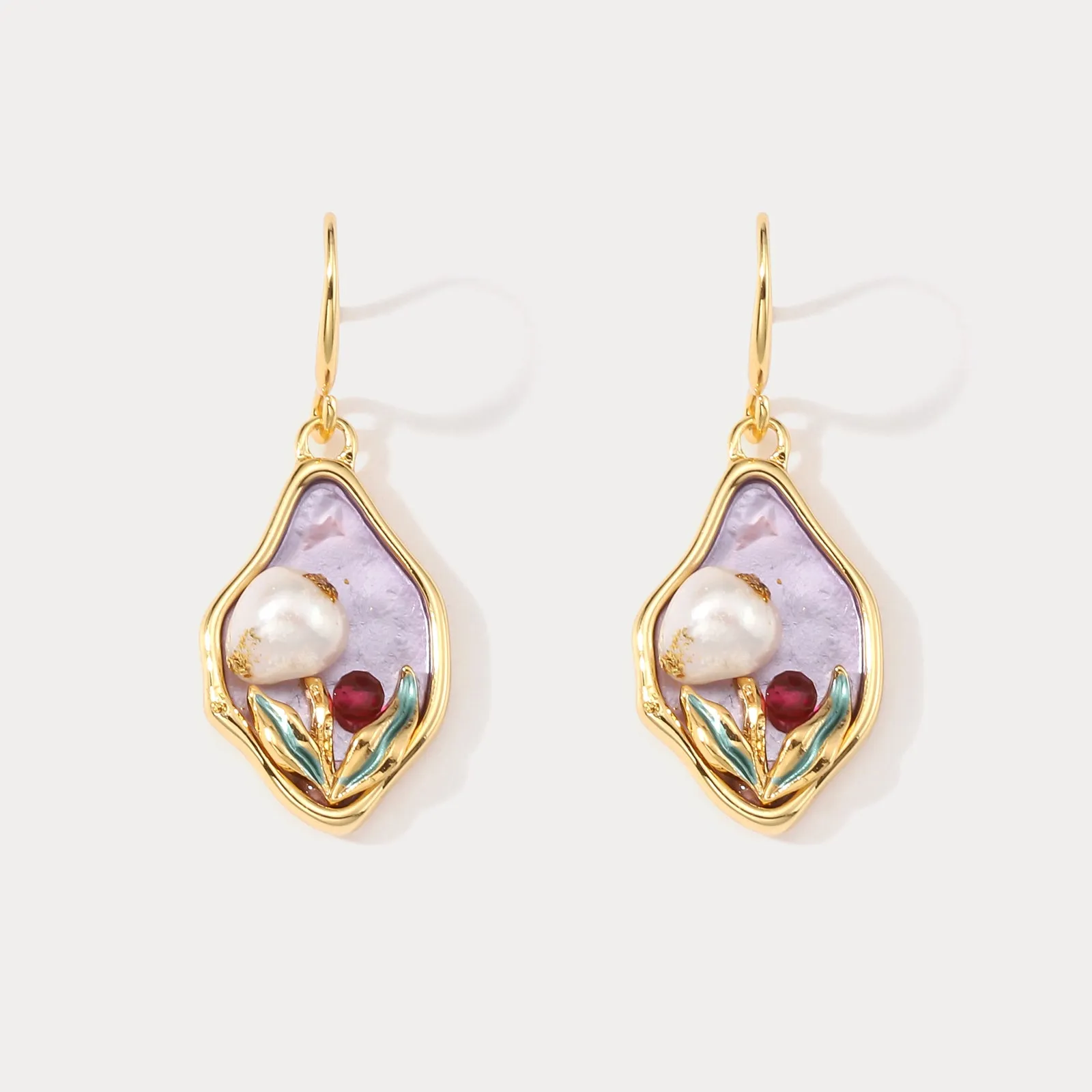 Lavender Tulip Earrings