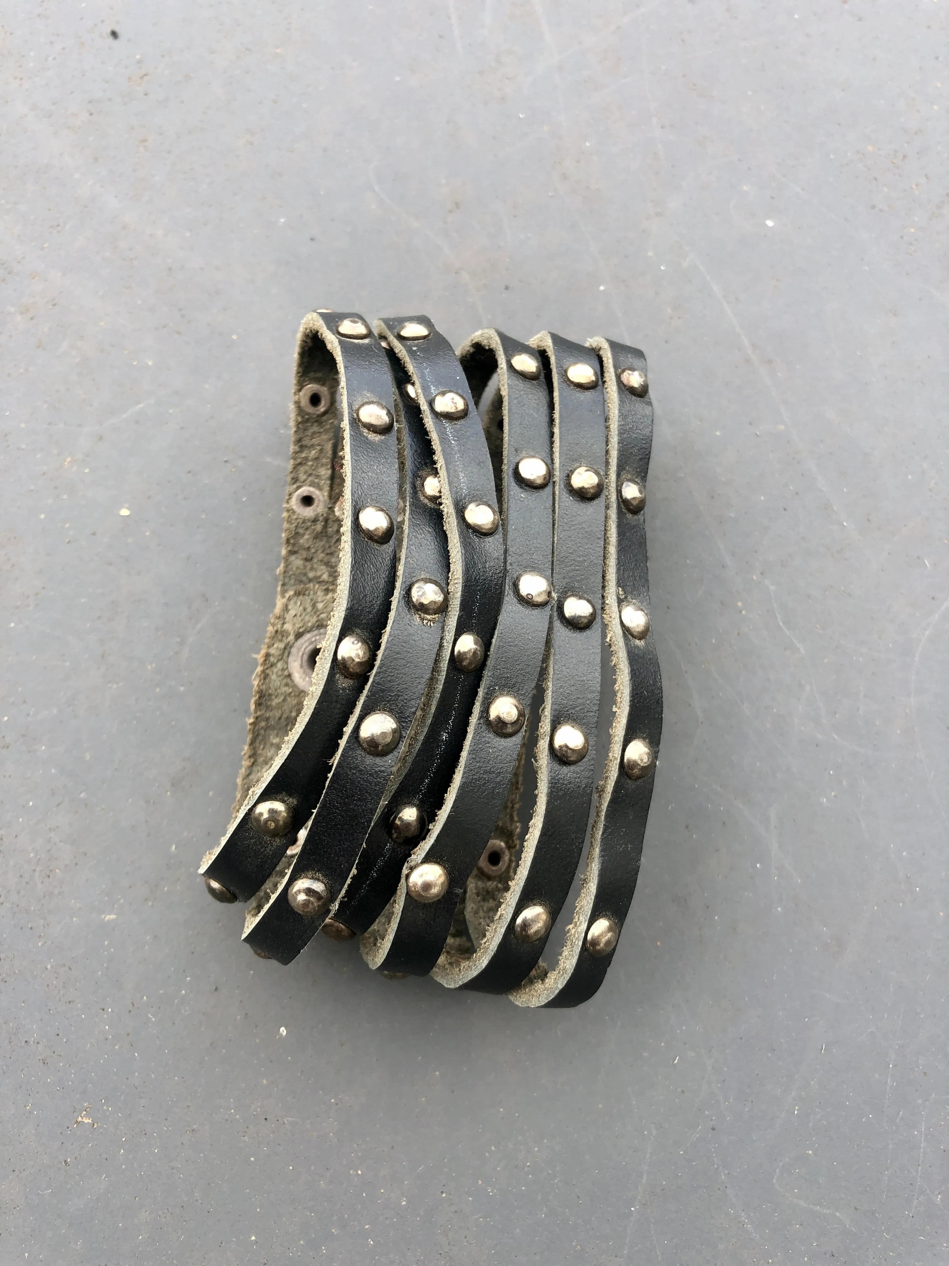 Leather studded wrist cuff