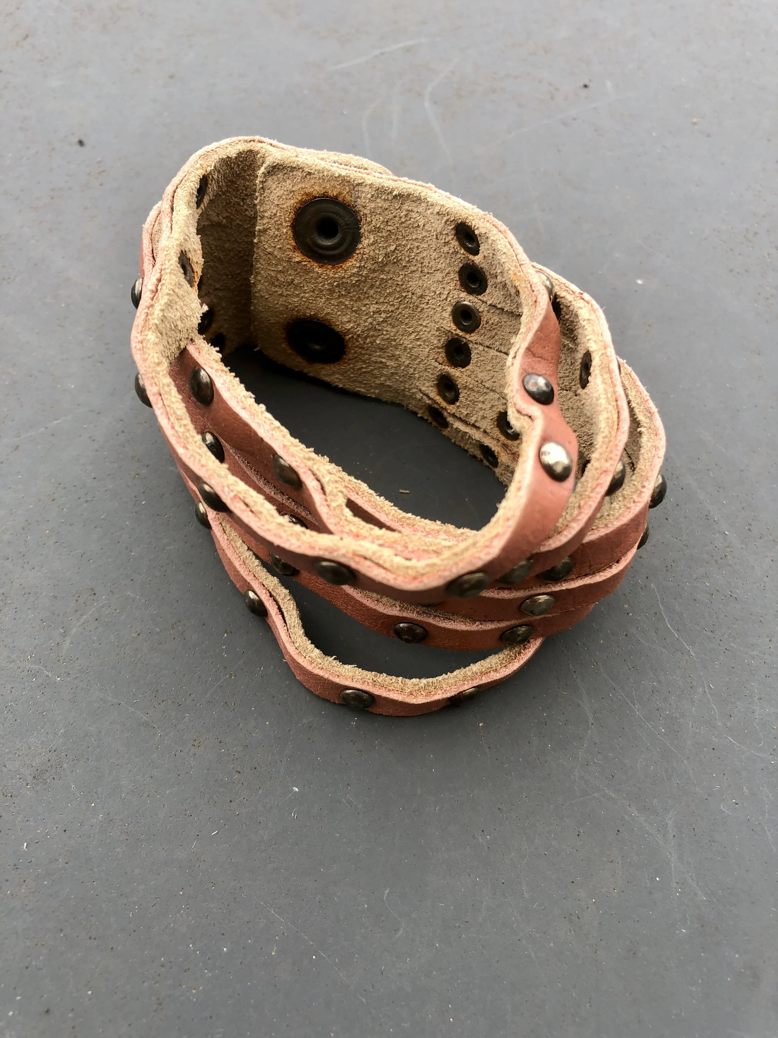 Leather studded wrist cuff
