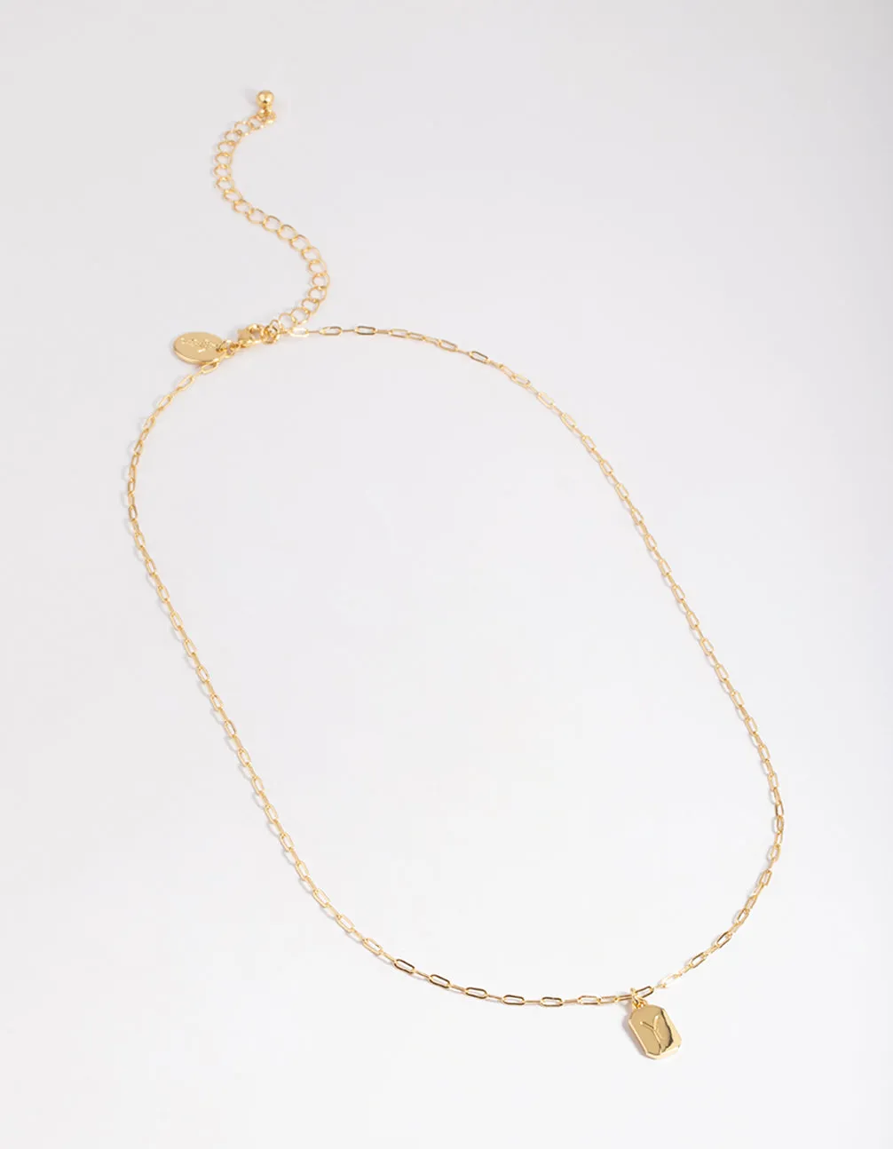 Letter Y Gold Plated Rectangle Pendant Initial Necklace