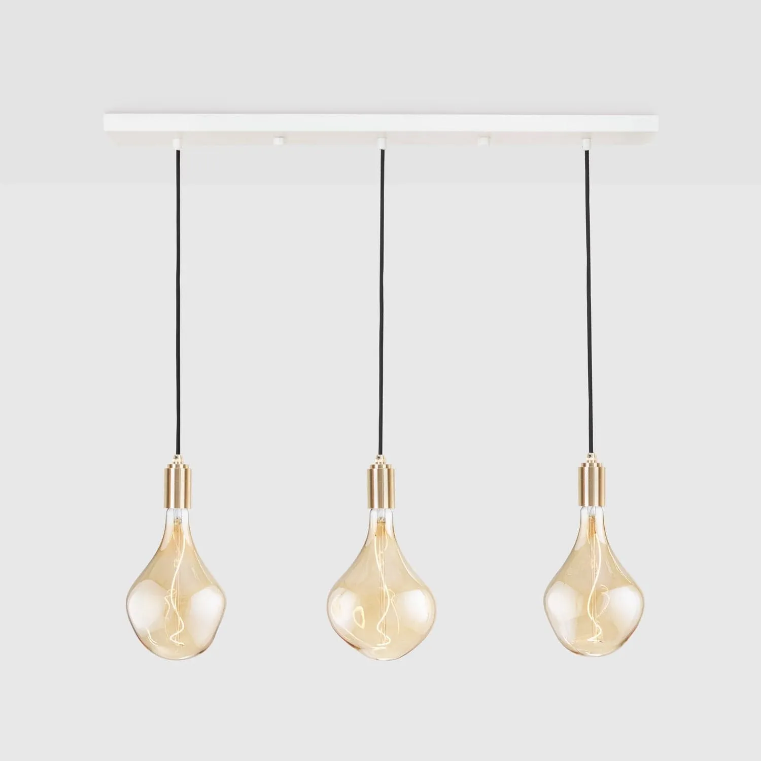 Linear Triple Pendant in Brass   Voronoi II