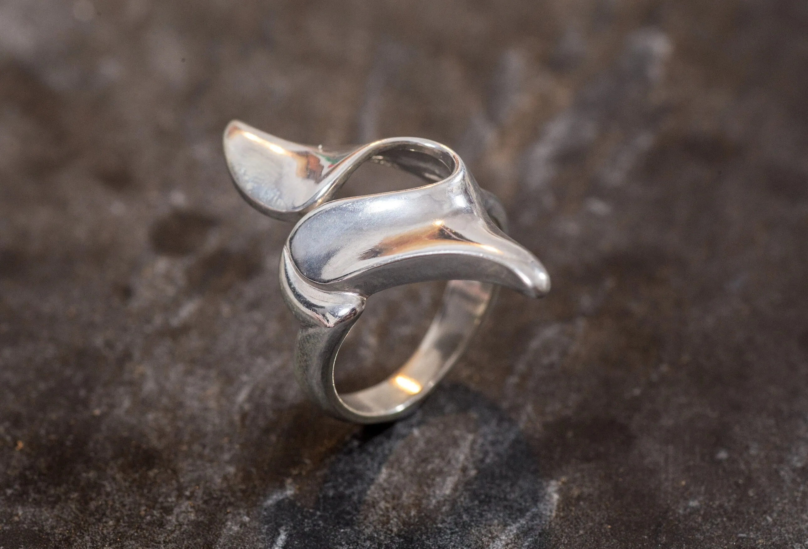 Long Silver Ring - Unique Statement Ring - Artistic Silver Ring
