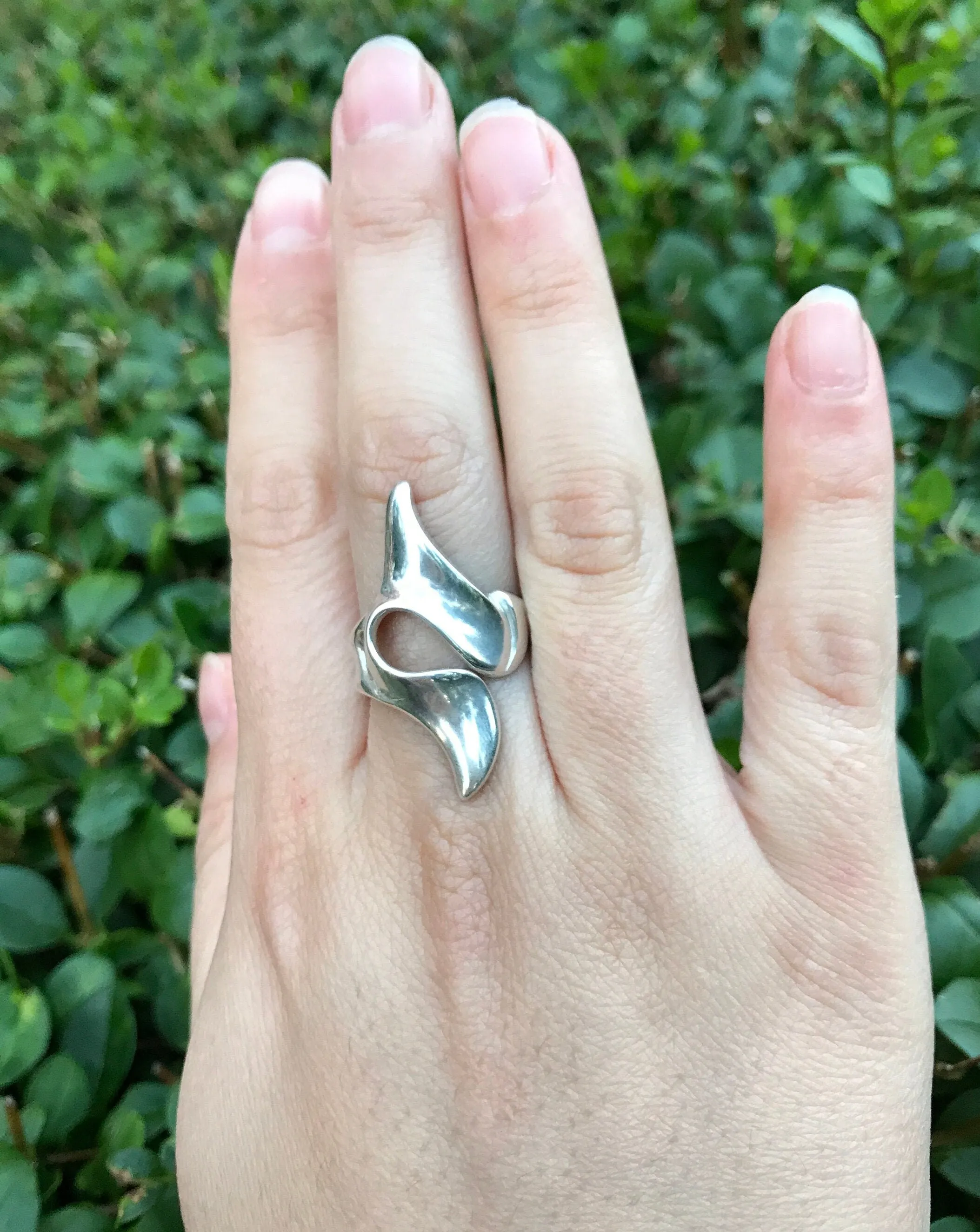 Long Silver Ring - Unique Statement Ring - Artistic Silver Ring