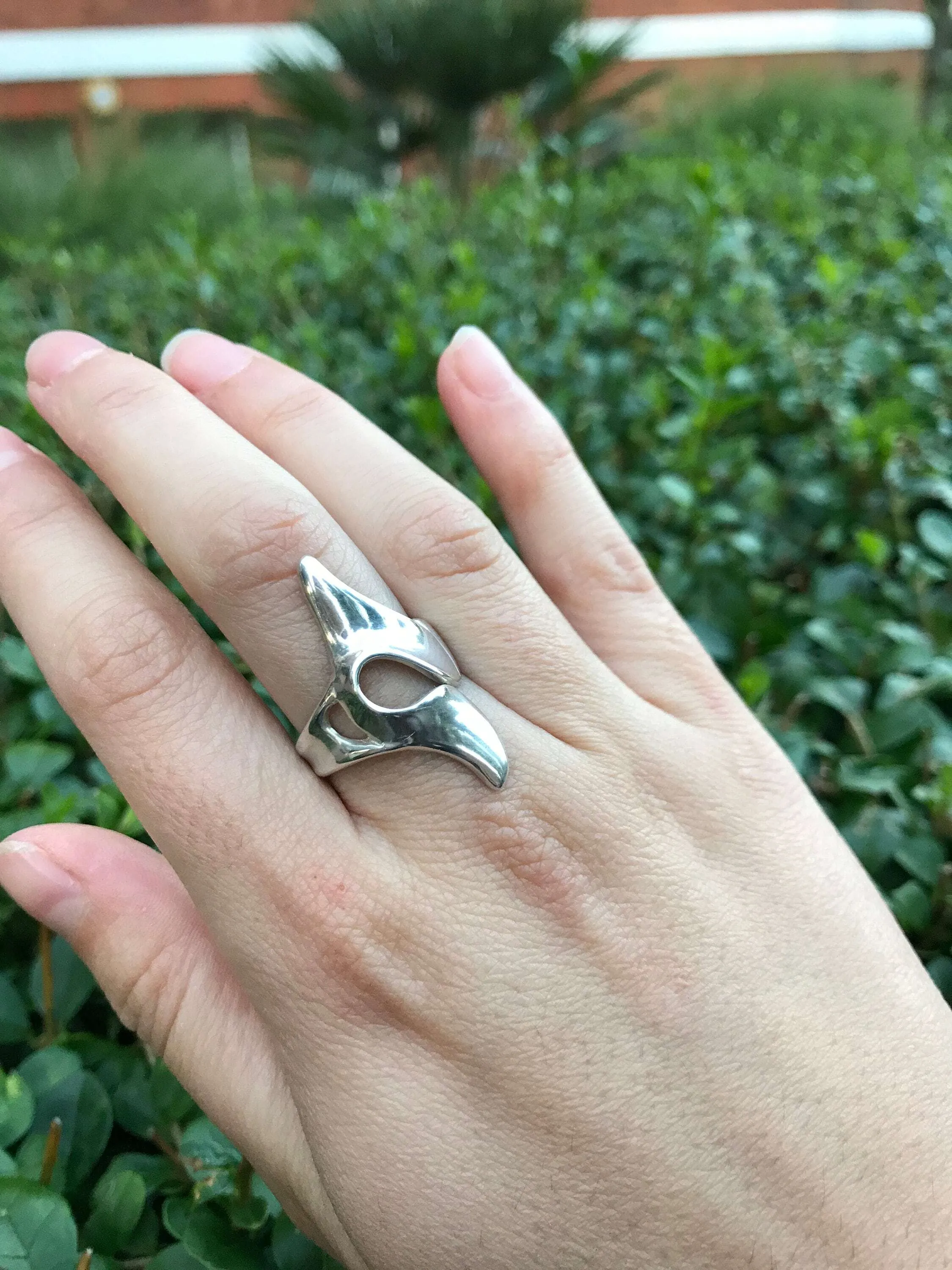 Long Silver Ring - Unique Statement Ring - Artistic Silver Ring