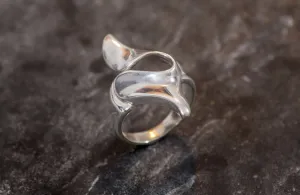 Long Silver Ring - Unique Statement Ring - Artistic Silver Ring