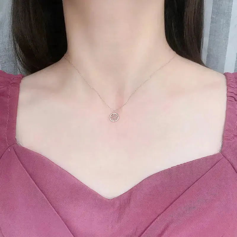 LOVCIA Casual Hollow Star CZ 925 Sterling Silver Necklace