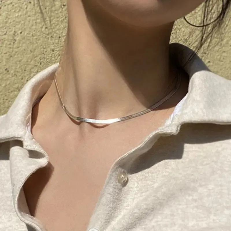 LOVCIA Set your Fashion in Style Titanium Steel Snake Bones Chain Necklace For Women