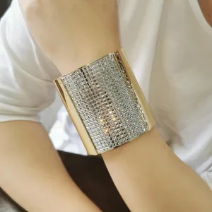 Luxury Sparkling Rhinestones Alloy Cuff Bracelets Big Bangles for Women - Charming Party Statement Jewellery