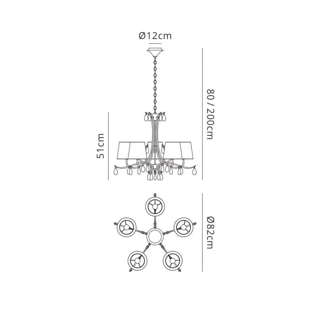Mantra M6314 Andrea Pendant 81.5cm Round Polished Chrome