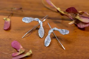 Maple seed sterling silver earrings