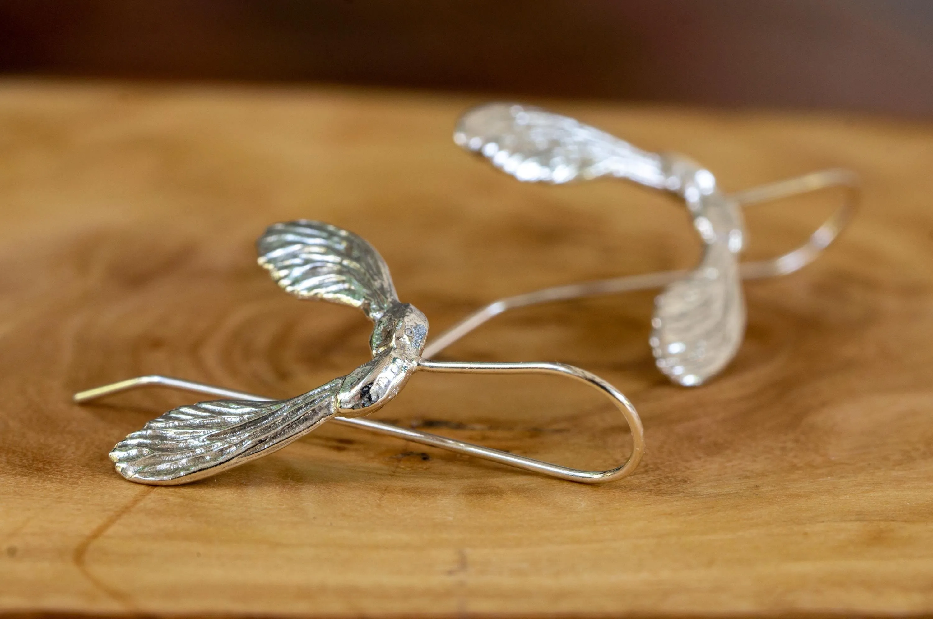 Maple seed sterling silver earrings