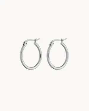 Medium Signature Hoops, Silver