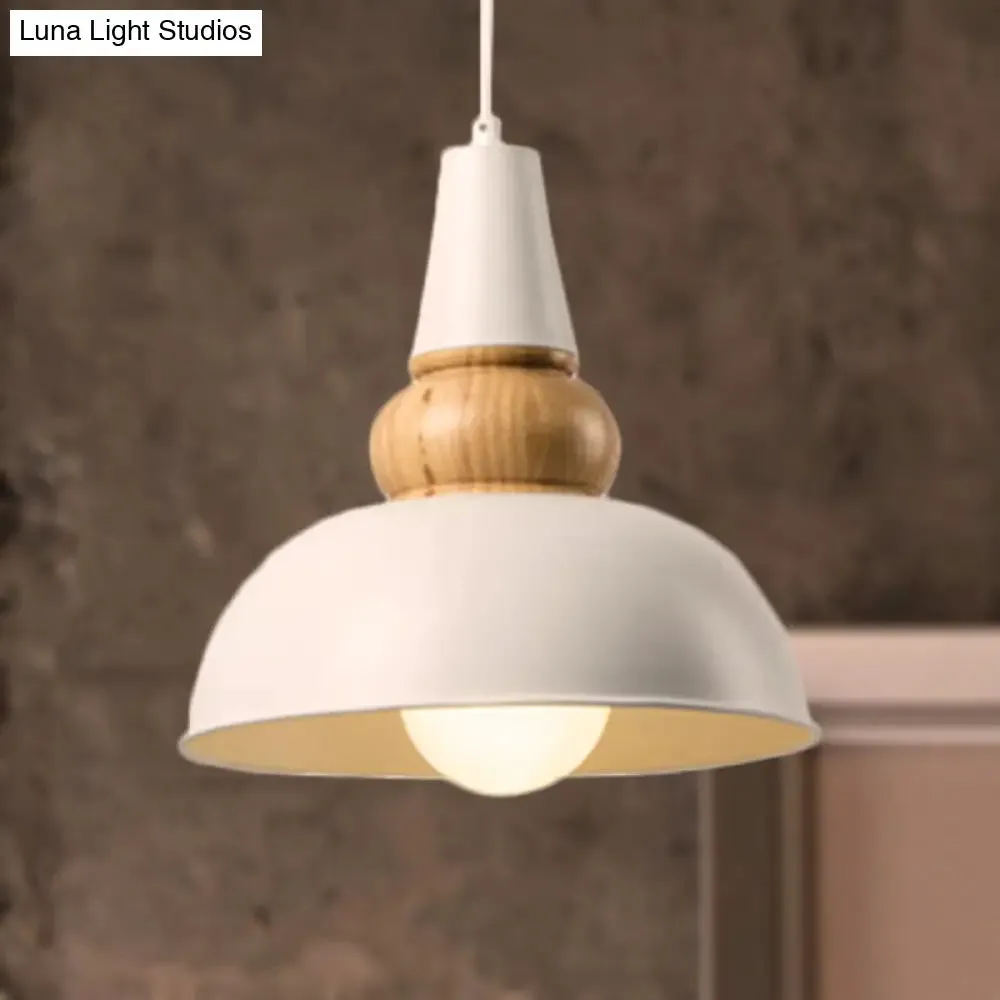 Metal and Wood Ceiling Pendant - Modernist Style Living Room Hanging Light in Black