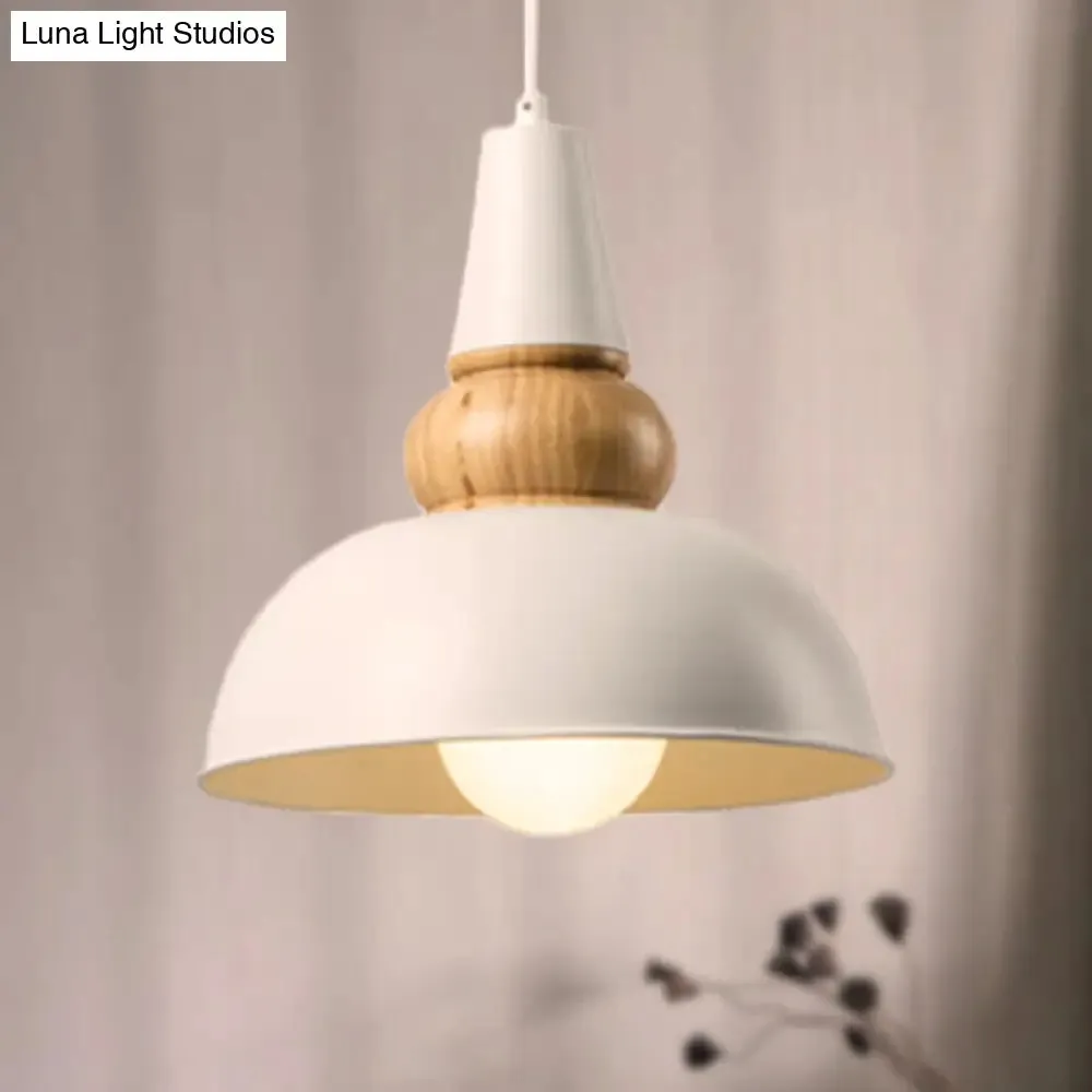 Metal and Wood Ceiling Pendant - Modernist Style Living Room Hanging Light in Black