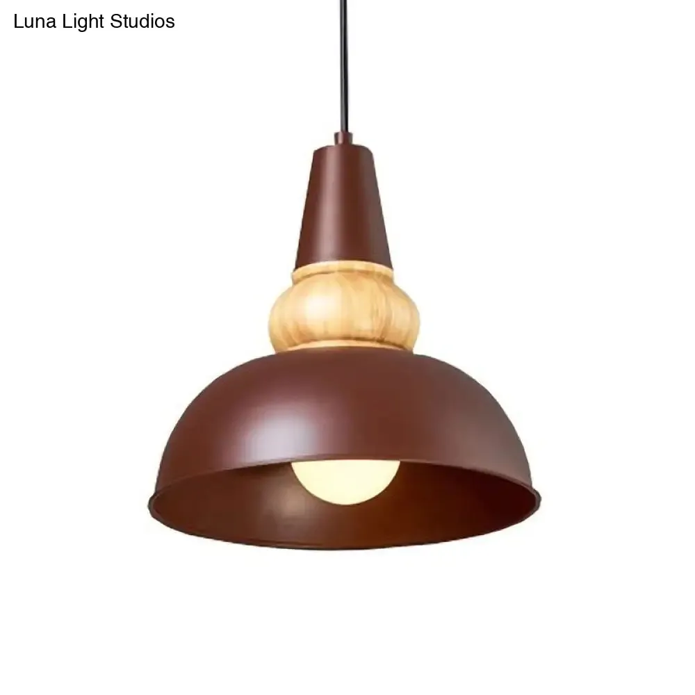 Metal and Wood Ceiling Pendant - Modernist Style Living Room Hanging Light in Black