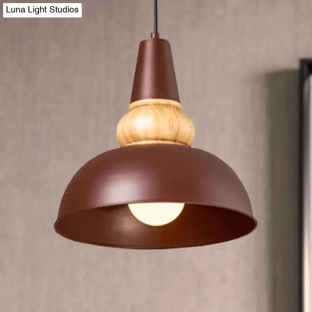Metal and Wood Ceiling Pendant - Modernist Style Living Room Hanging Light in Black