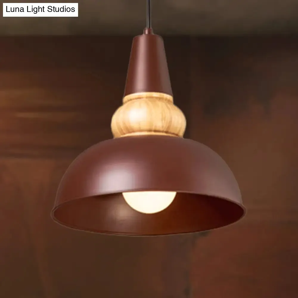 Metal and Wood Ceiling Pendant - Modernist Style Living Room Hanging Light in Black