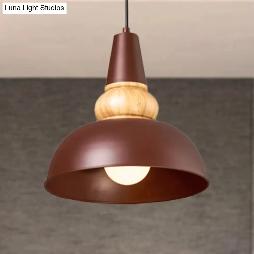 Metal and Wood Ceiling Pendant - Modernist Style Living Room Hanging Light in Black