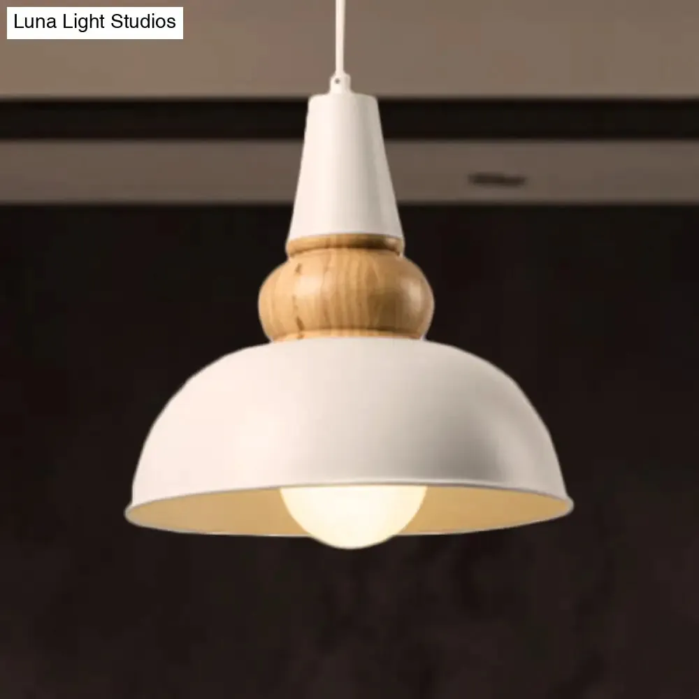 Metal and Wood Ceiling Pendant - Modernist Style Living Room Hanging Light in Black