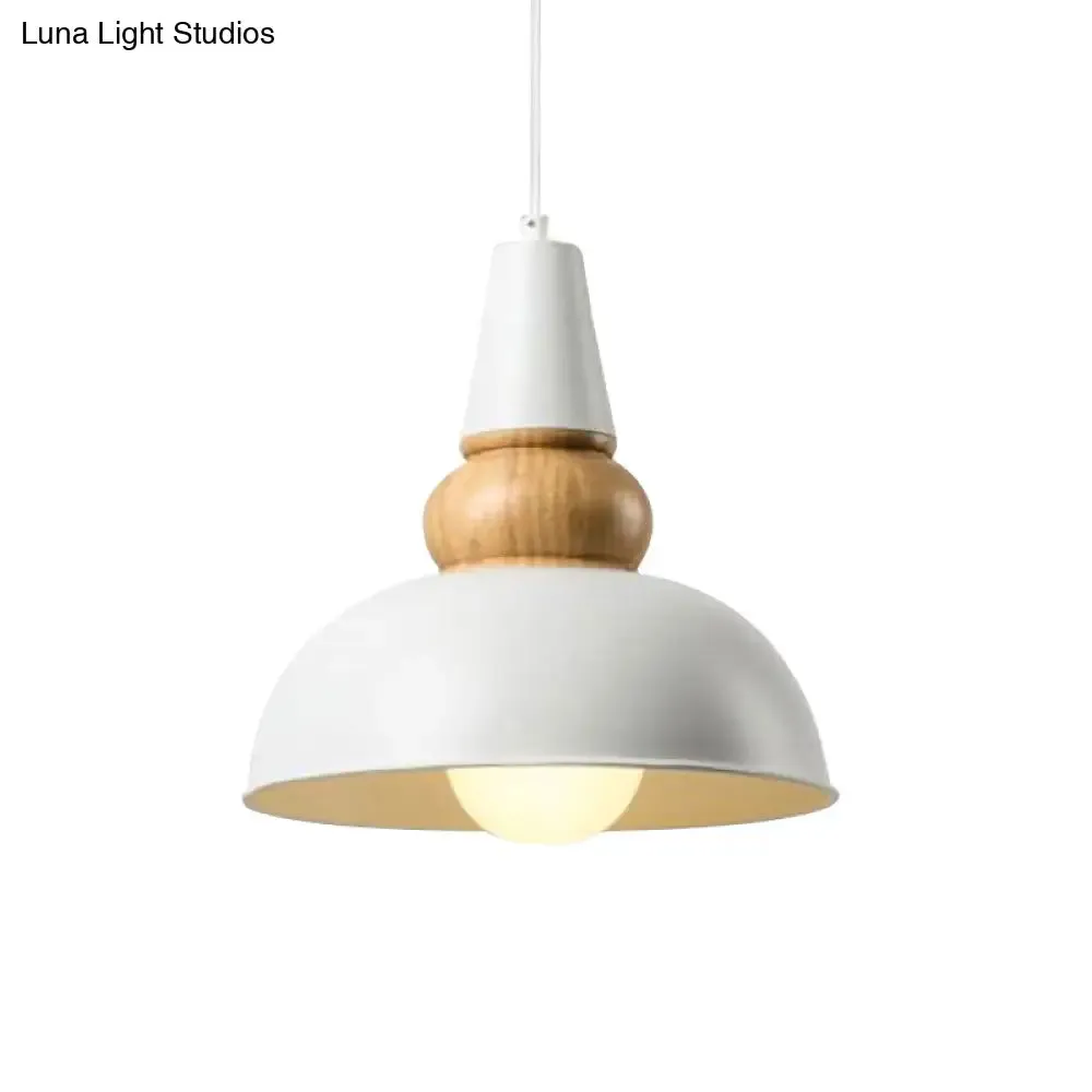Metal and Wood Ceiling Pendant - Modernist Style Living Room Hanging Light in Black