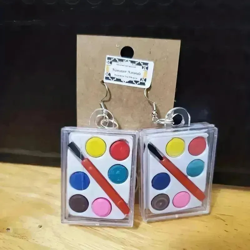 Mini Paint Brush Design Dangle Earrings