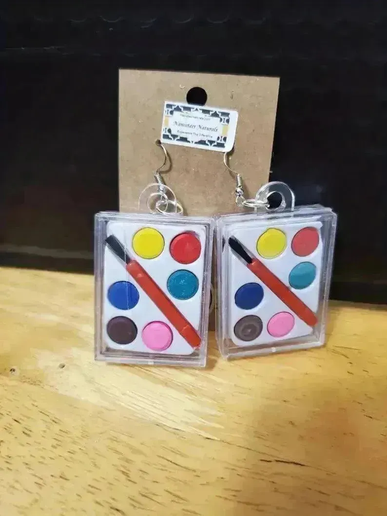 Mini Paint Brush Design Dangle Earrings