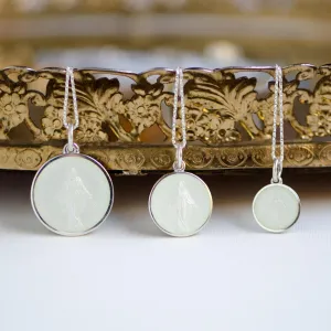 Miraculous Medal in Sterling Silver with White Cream Enamel (3 Sizes)