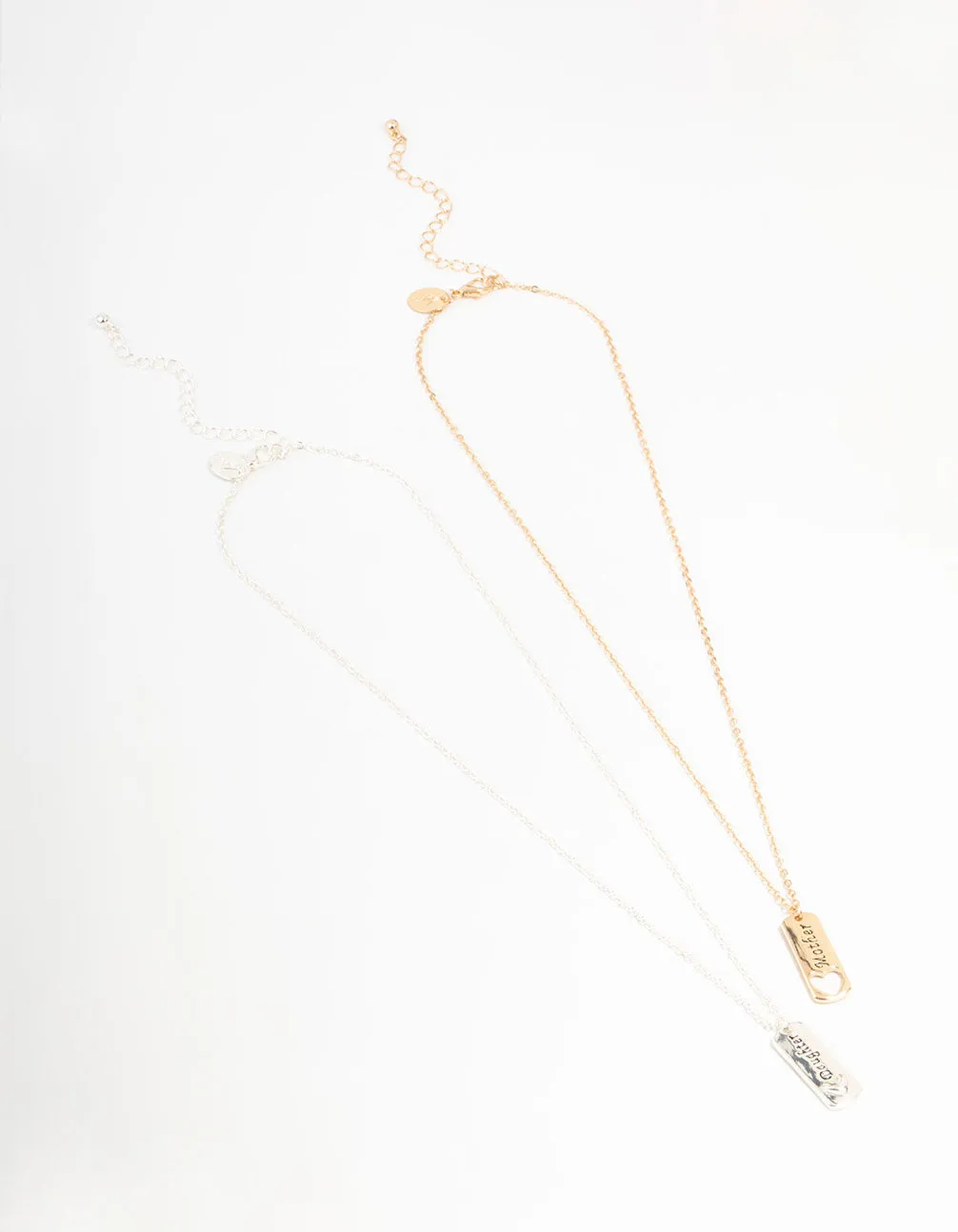 Mixed Metals Mother & Daughter Tag Heart Necklaces 2-Pack