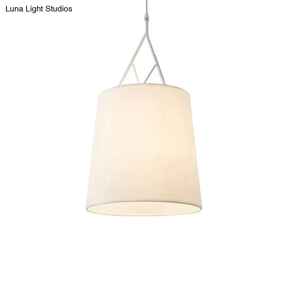 Modern LED Tapered Suspension Pendant - Black/White Fabric Hanging Lamp for Living Room