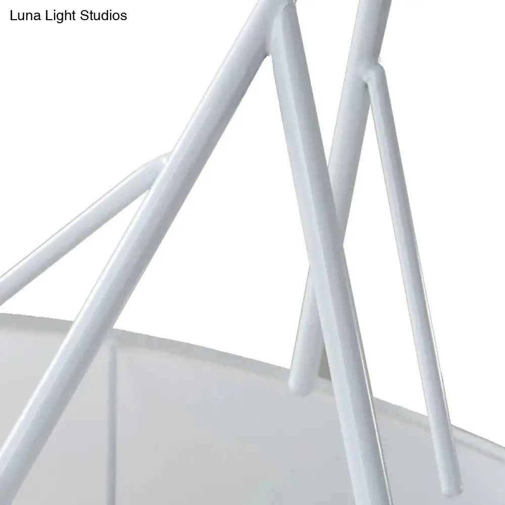 Modern LED Tapered Suspension Pendant - Black/White Fabric Hanging Lamp for Living Room